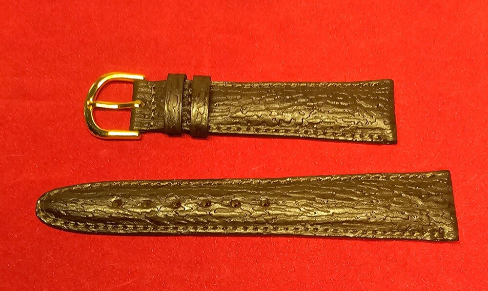 Hadley Roma 20mm Genuine Shark Leather Dark Brown Watch Strap